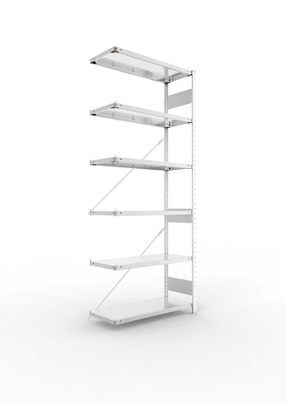 Kellerregal Pro-Flex Stecksystem Anbauregal – 250×100×40 cm, 150 kg, verzinkt, 6 Böden