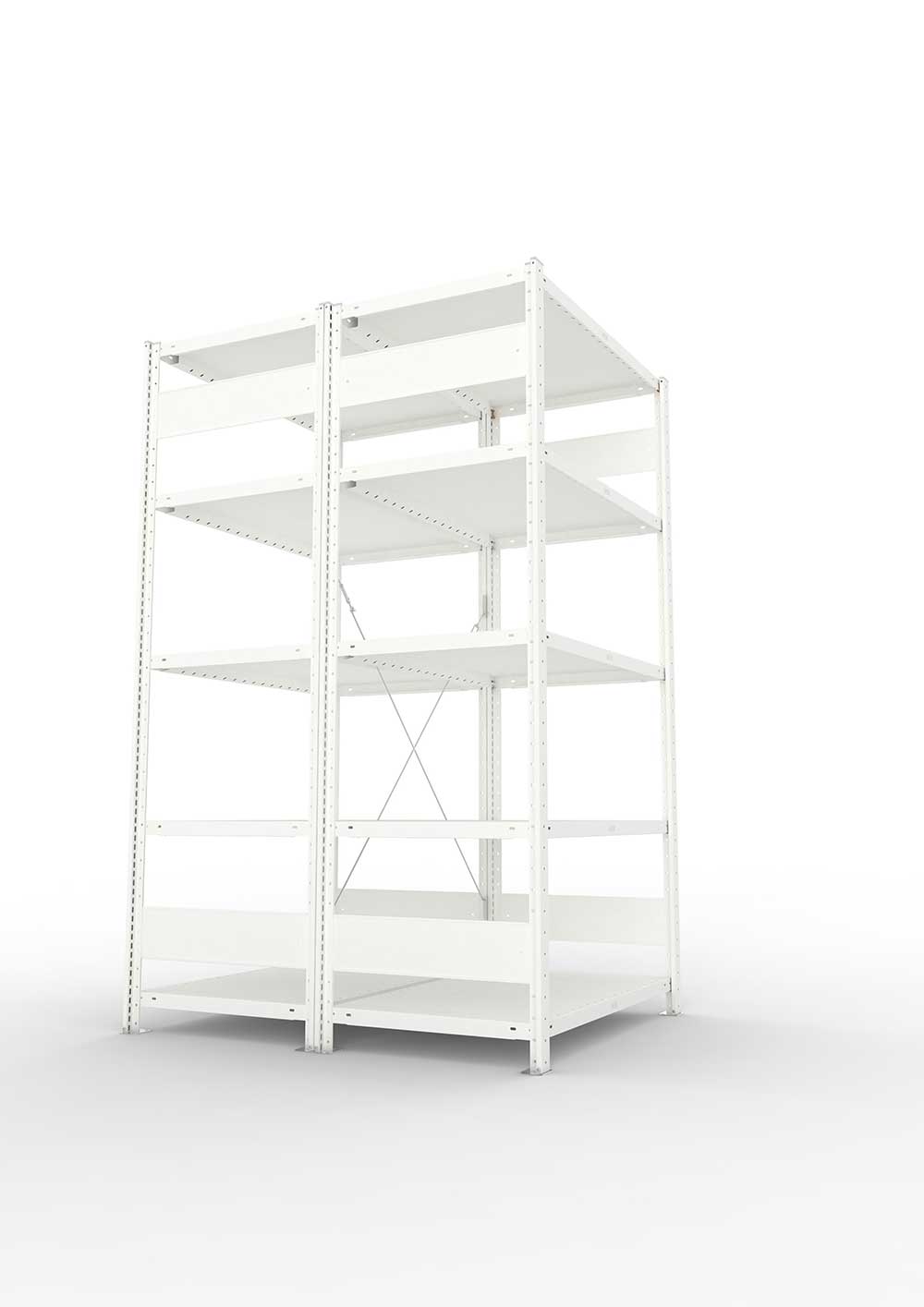 Metallregal Pro-Max Stecksystem Doppelgrundregal – 200×100×60 cm, 230 kg, RAL 7035