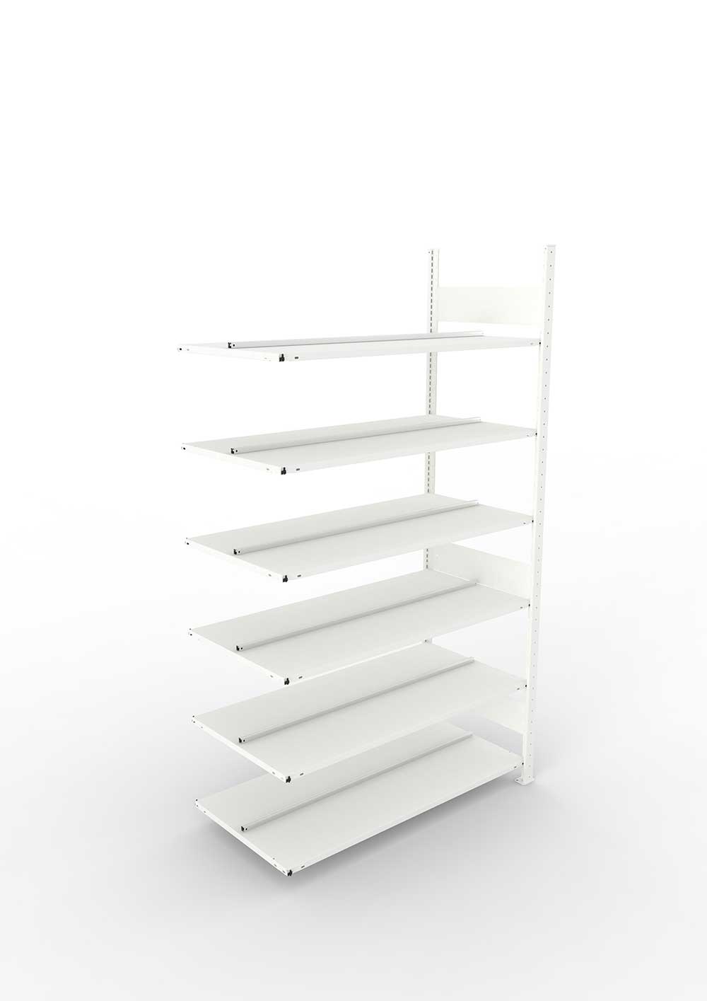 Büroregal Pro-Max Stecksystem Anbauregal – 220×125×60 cm, RAL 7035, doppelseitig