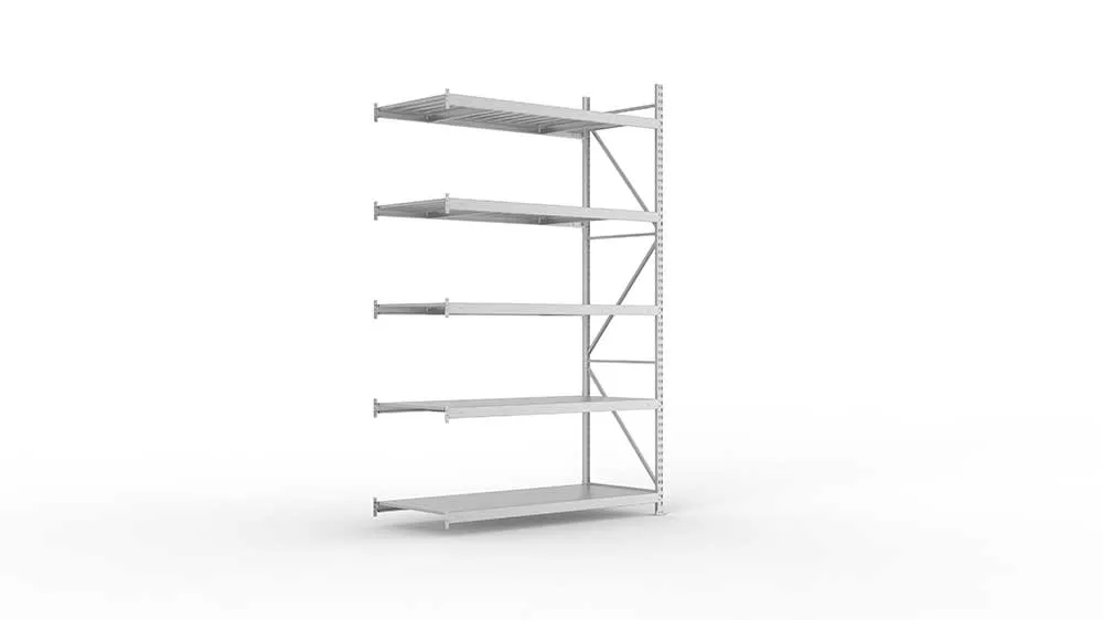 Weitspannregal Anbauregal 300×180×80 cm – Stahlpaneele, verzinkt