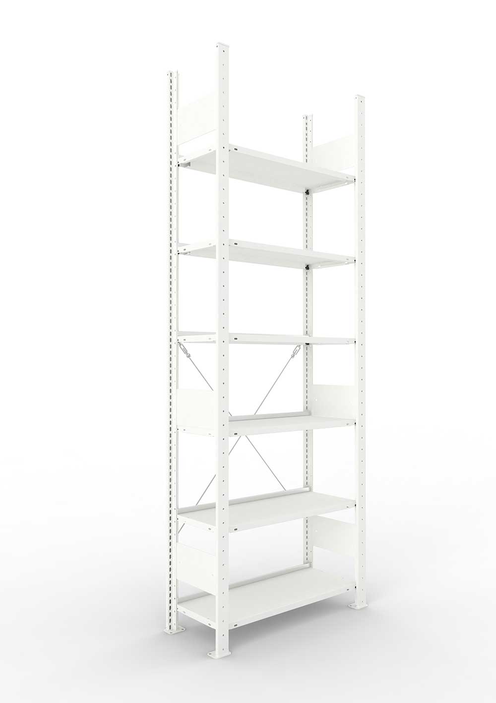 Büroregal Pro-Max Stecksystem Grundregal – 220×75×30 cm, RAL 7035, einseitig