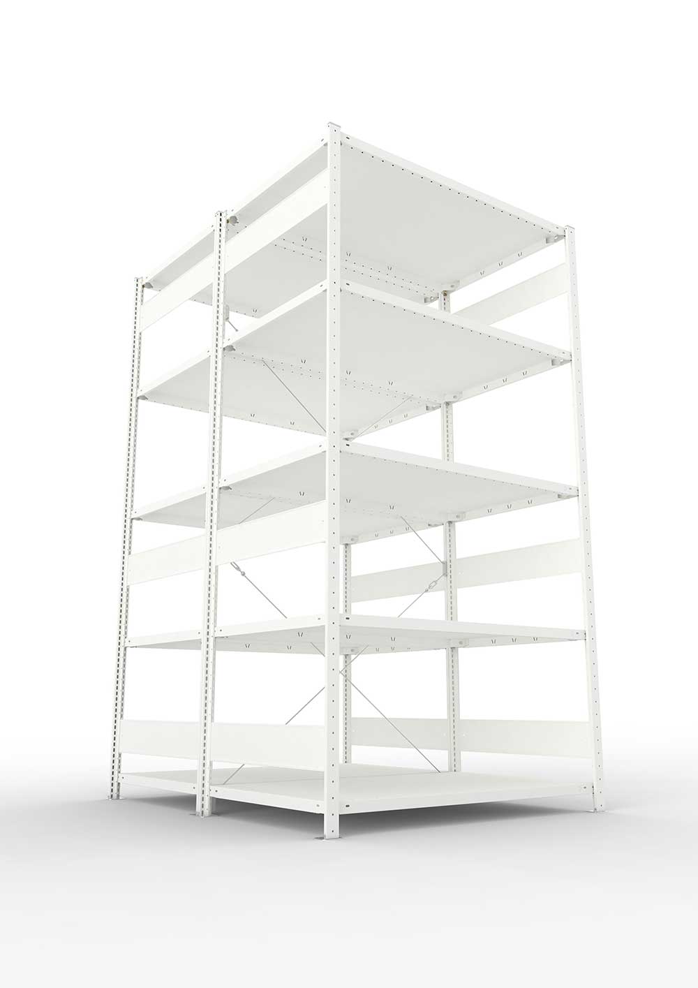 Metallregal Pro-Max Stecksystem Doppelgrundregal – 250×130×80 cm, 230 kg, RAL 7035