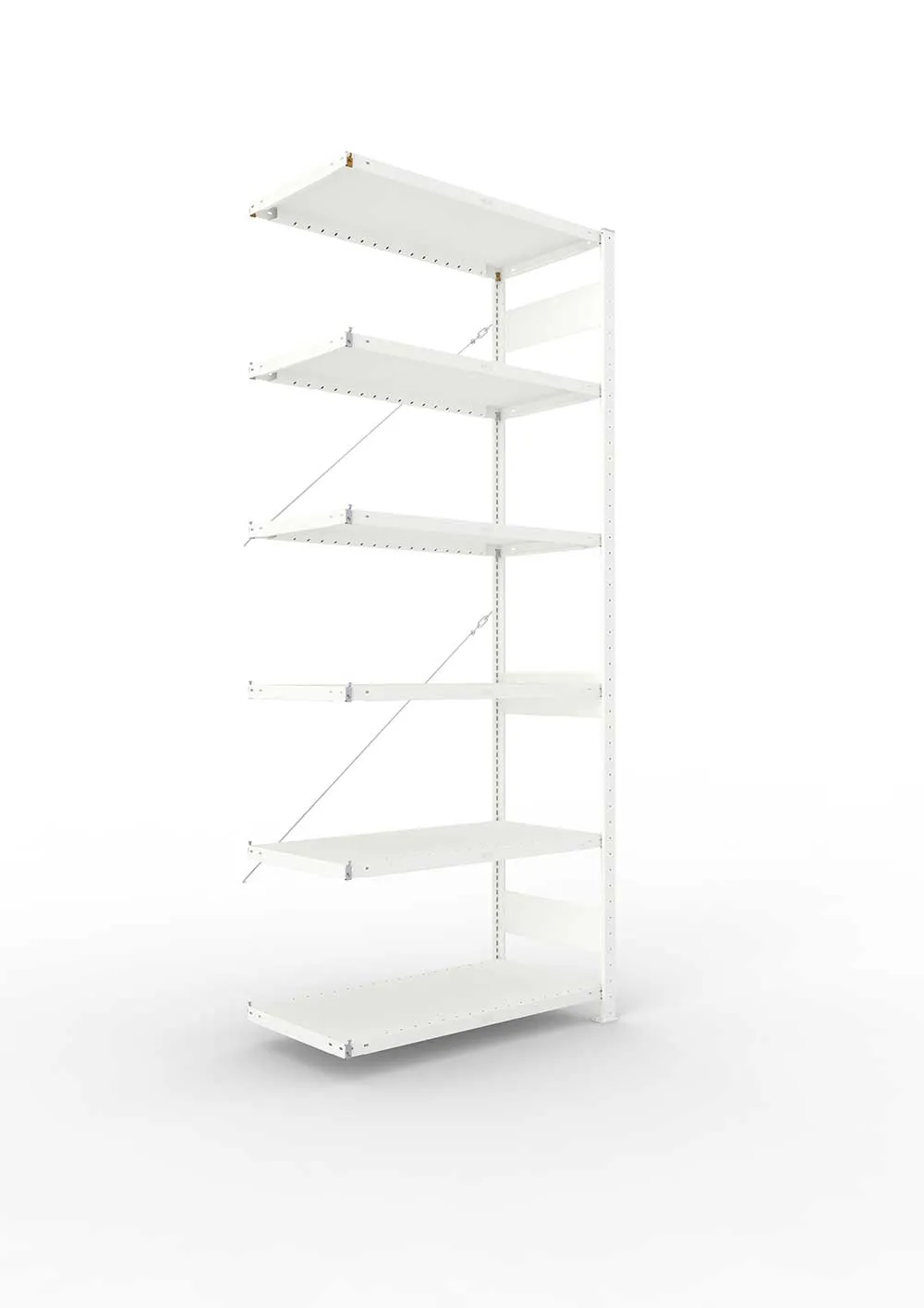 Metallregal Pro-Max Stecksystem Anbauregal – 250×100×50 cm, 230 kg, RAL 7035, 6 Böden