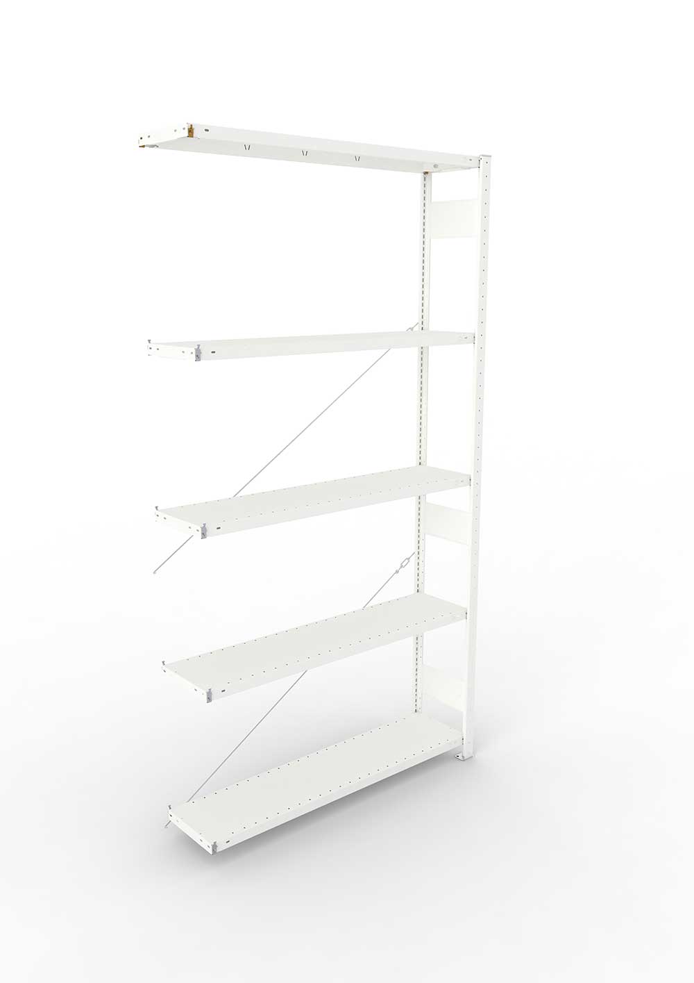 Metallregal Pro-Max Stecksystem Anbauregal – 250×130×30 cm, 230 kg, RAL 7035, 5 Böden