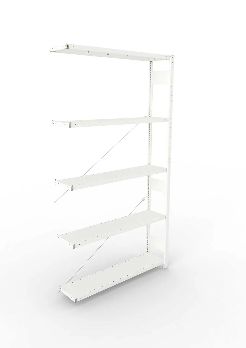 Metallregal Pro-Max Stecksystem Anbauregal – 250×130×30 cm, 230 kg, RAL 7035, 5 Böden