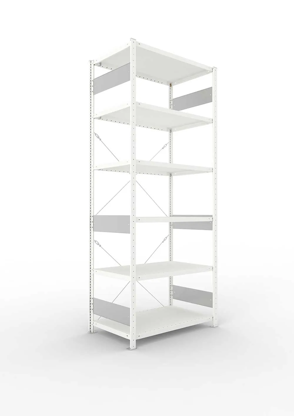 Metallregal Pro-Flex Stecksystem Grundregal – 250×100×60 cm, 230 kg, RAL 7035, 6 Böden