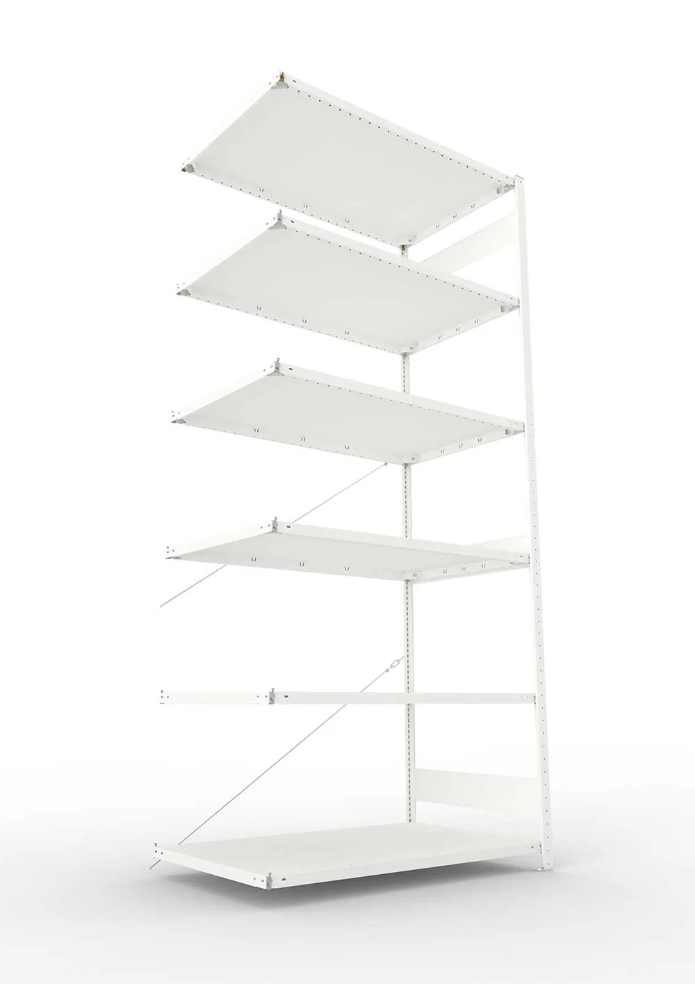Metallregal Pro-Max Stecksystem Anbauregal – 300×130×80 cm, 230 kg, RAL 7035, 6 Böden