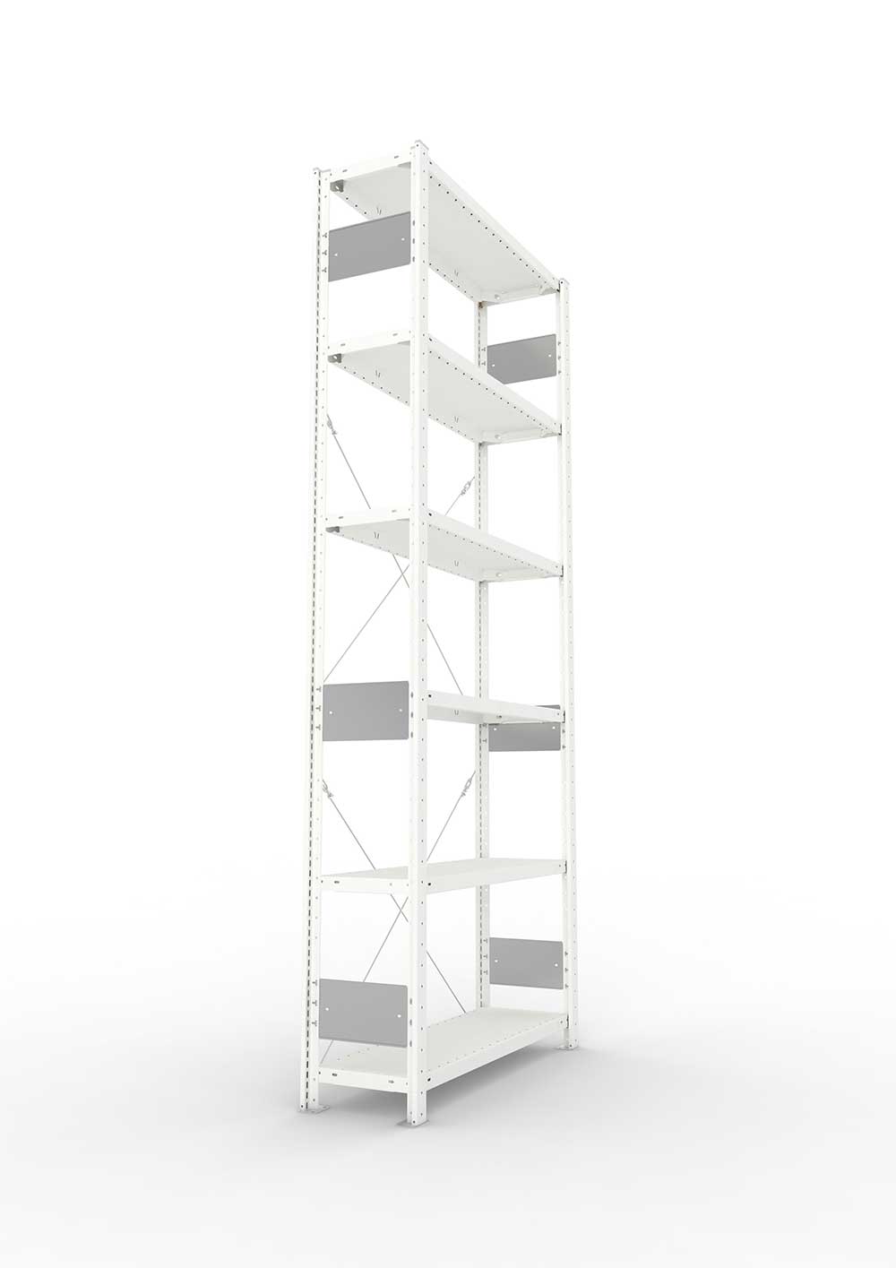 Metallregal Pro-Flex Stecksystem Grundregal – 250×100×30 cm, 150 kg, RAL 7035, 6 Böden