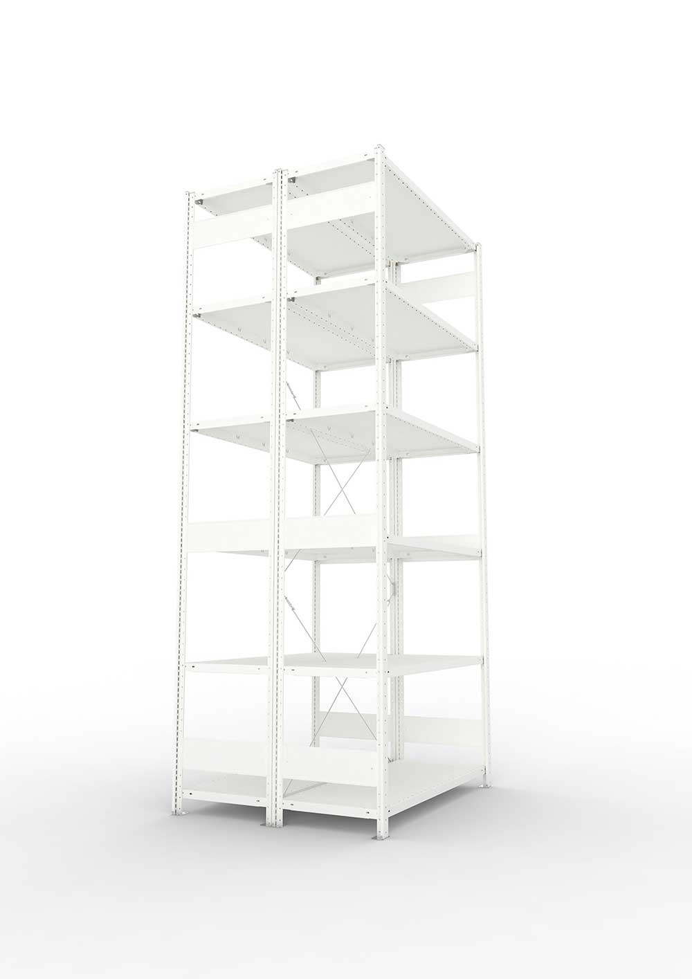 Metallregal Pro-Max Stecksystem Doppelgrundregal – 300×130×50 cm, 230 kg, RAL 7035