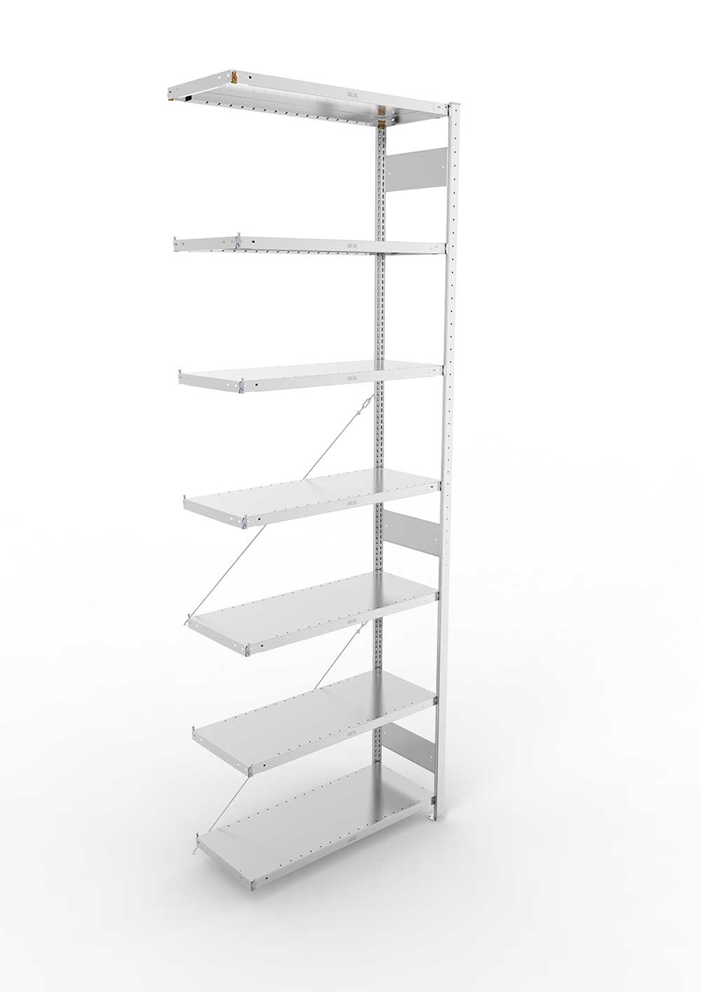 Metallregal Pro-Max Stecksystem Anbauregal – 300×100×40 cm, 230 kg, verzinkt, 7 Böden