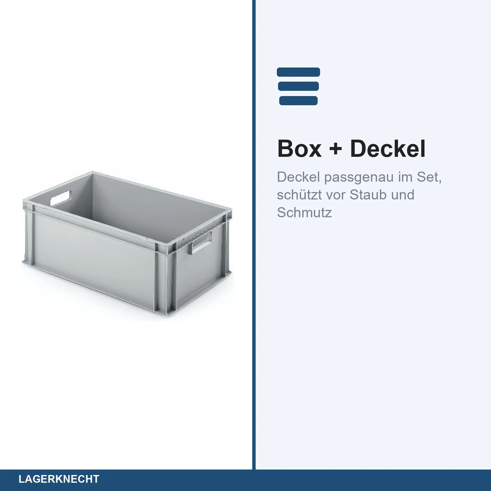 Eurobox 60x40x22 cm mit Scharnierdeckel, UNISTA