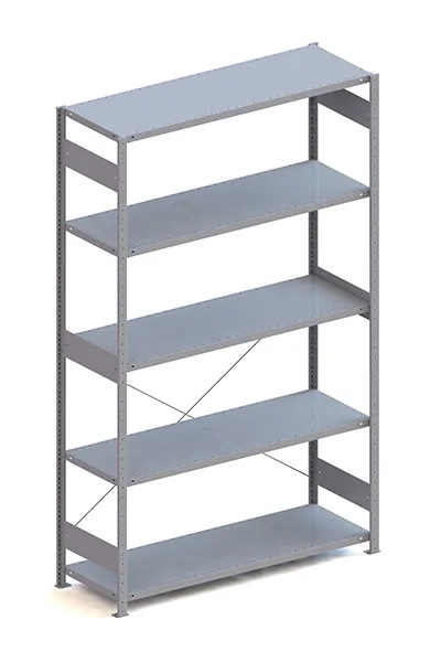 Metallregal Pro-Max Stecksystem Grundregal – 250×150×50 cm, 200 kg, RAL 7035, 5 Böden