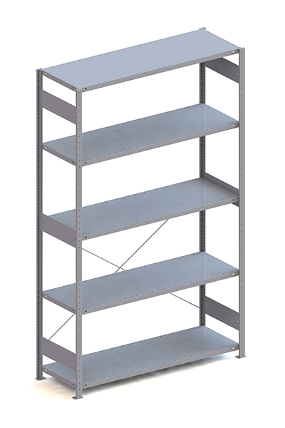 Metallregal Pro-Max Stecksystem Grundregal – 250×150×50 cm, 200 kg, RAL 7035, 5 Böden