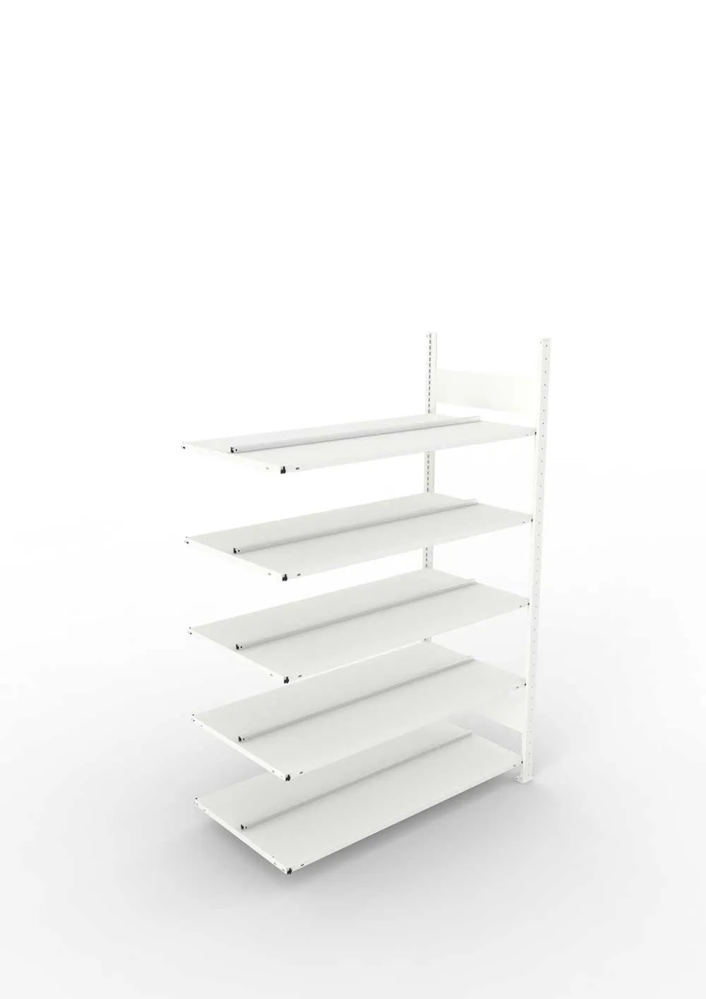 Büroregal Pro-Max Stecksystem Anbauregal – 185×125×60 cm, RAL 7035, doppelseitig