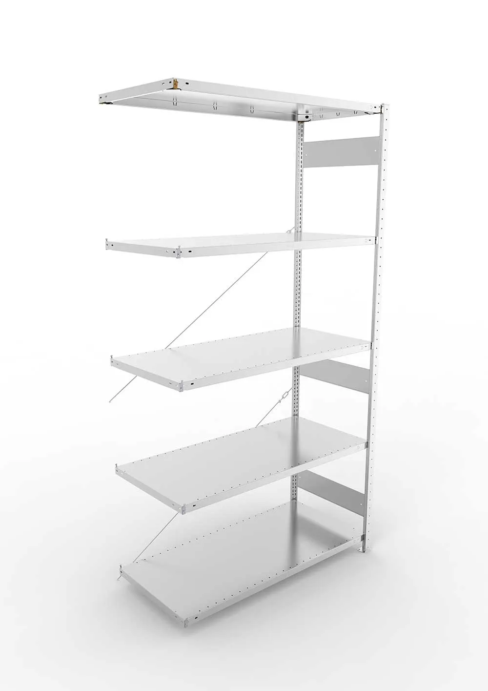 Metallregal Pro-Max Stecksystem Anbauregal – 250×130×60 cm, 230 kg, verzinkt, 5 Böden