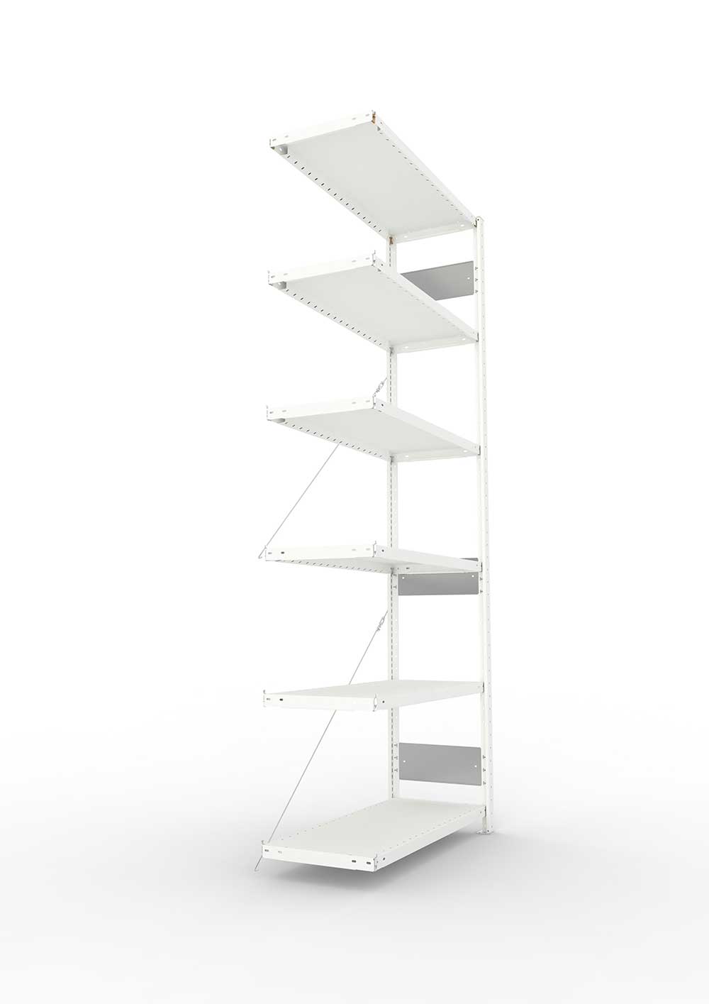 Metallregal Pro-Flex Stecksystem Anbauregal – 250×100×40 cm, 230 kg, RAL 7035, 6 Böden