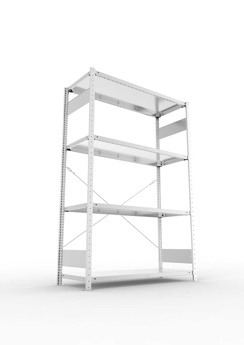 Metallregal Pro-Flex Stecksystem Grundregal – 200×130×50 cm, 230 kg, verzinkt, 4 Böden