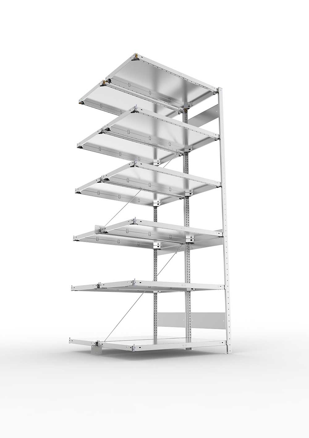 Metallregal Pro-Max Stecksystem Doppelanbauregal – 250×100×50 cm, 150 kg, verzinkt