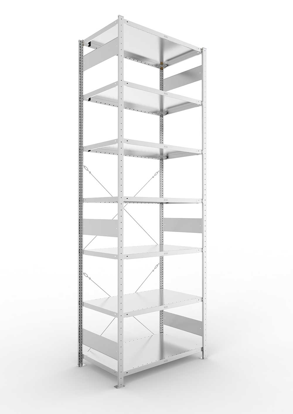 Metallregal Pro-Max Stecksystem Grundregal – 300×100×60 cm, 230 kg, verzinkt, 7 Böden