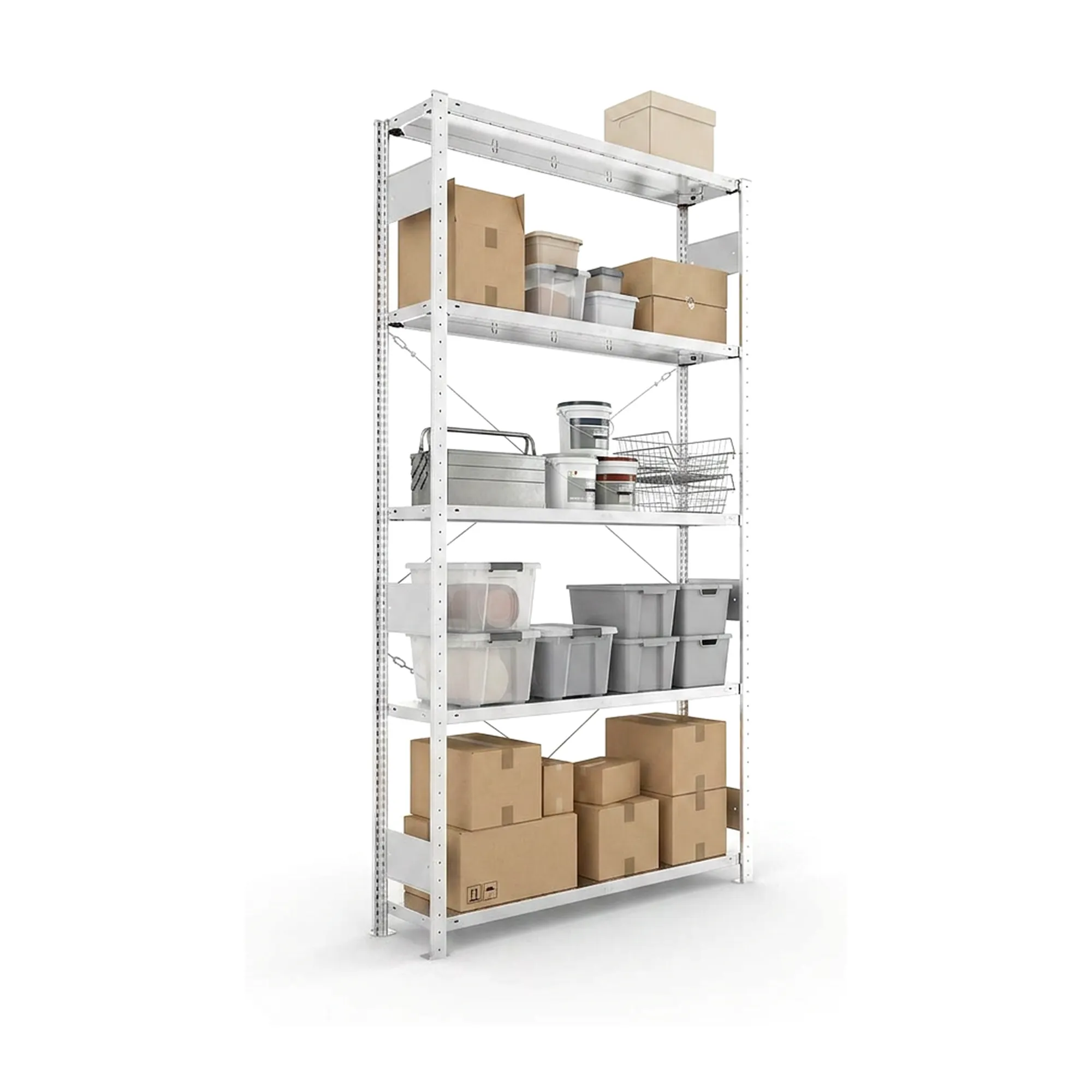 Schwerlastregal Pro-Flex Stecksystem Grundregal – 250×130×30 cm, 230 kg, verzinkt, 5 Böden