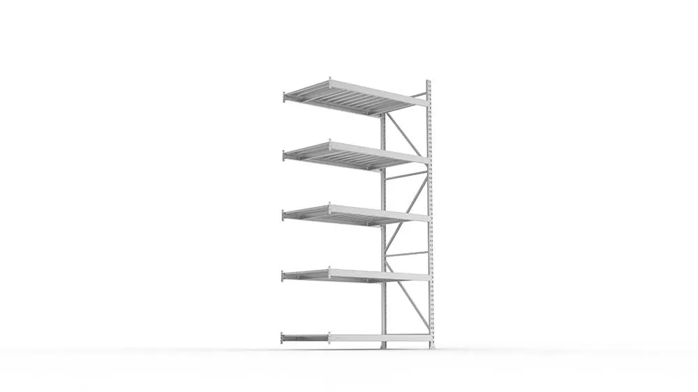 Weitspannregal Anbauregal 300×140×80 cm – Stahlpaneele, verzinkt