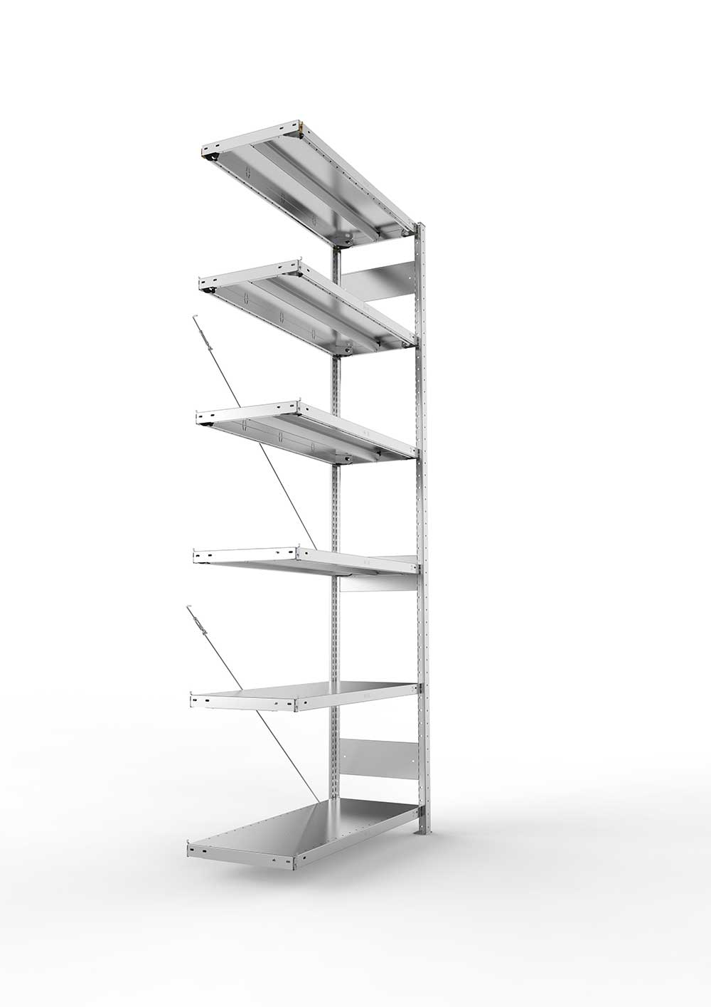 Metallregal Pro-Max Stecksystem Anbauregal – 250×100×40 cm, 330 kg, verzinkt, 6 Böden