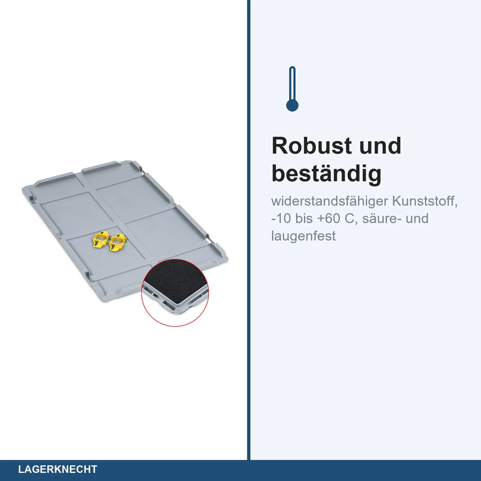 Auflagedeckel Set Eurobox NextGen  mit Schaumstoff 600 x 400, inkl. 4 gelbe Schiebeschnappverschlüsse