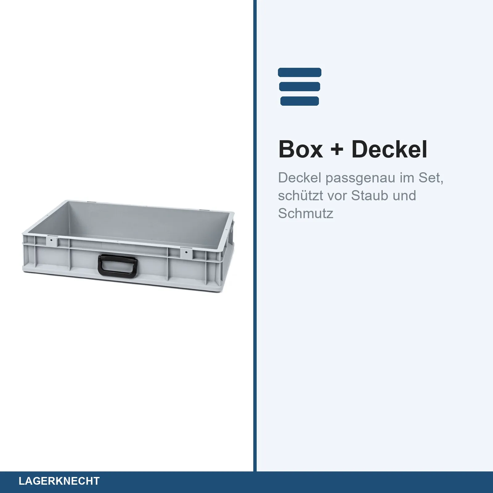 Eurobox 60x40x12 cm mit Scharnierdeckel, NextGen Portable Uno