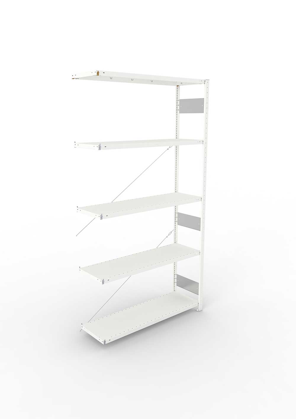 Metallregal Pro-Flex Stecksystem Anbauregal – 250×130×40 cm, 230 kg, RAL 7035, 5 Böden