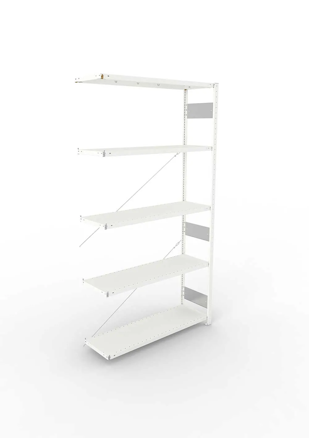 Metallregal Pro-Flex Stecksystem Anbauregal – 250×130×40 cm, 230 kg, RAL 7035, 5 Böden
