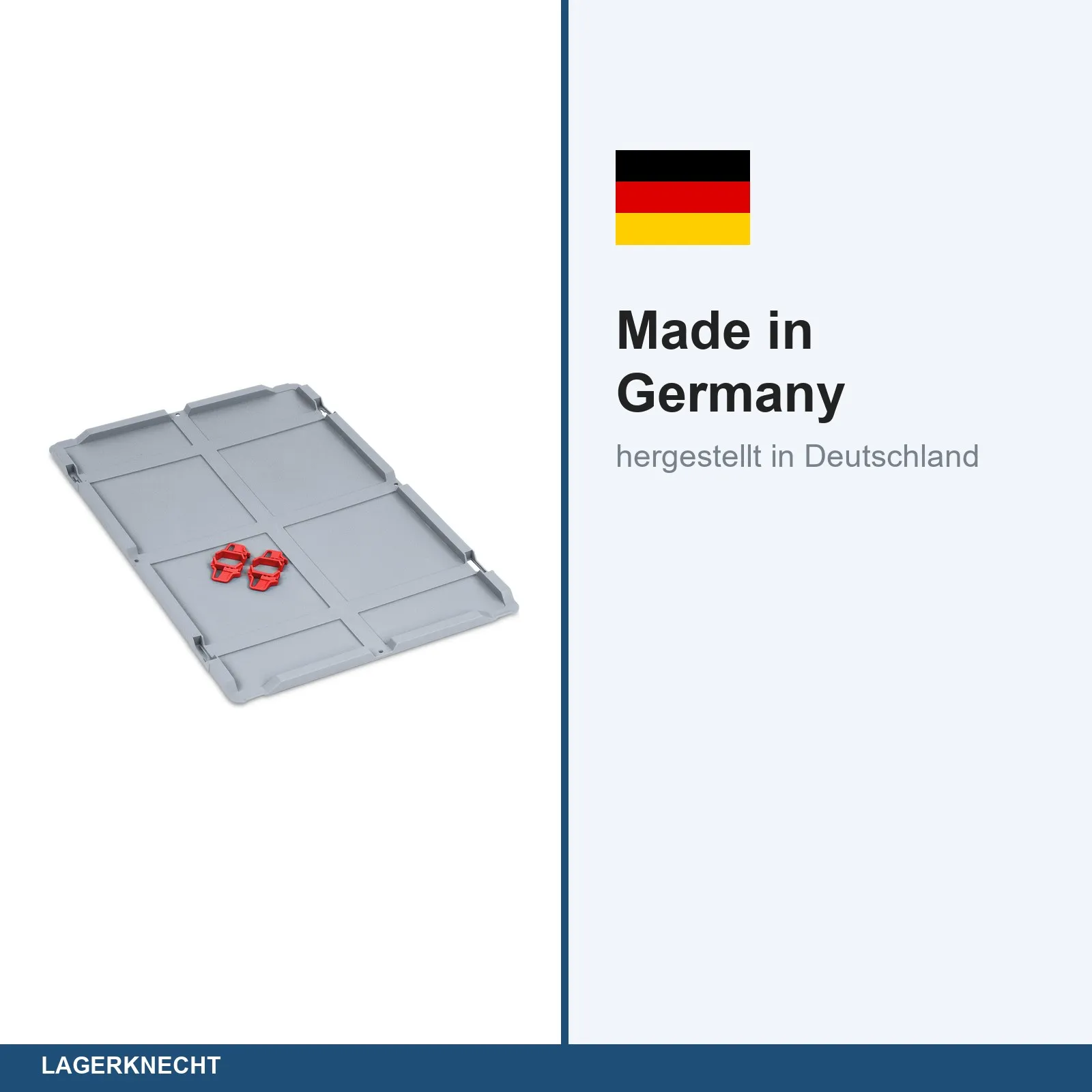 Auflagedeckel Set Eurobox NextGen – 600 x 400, inkl. 4 rote Schiebeschnappverschlüsse