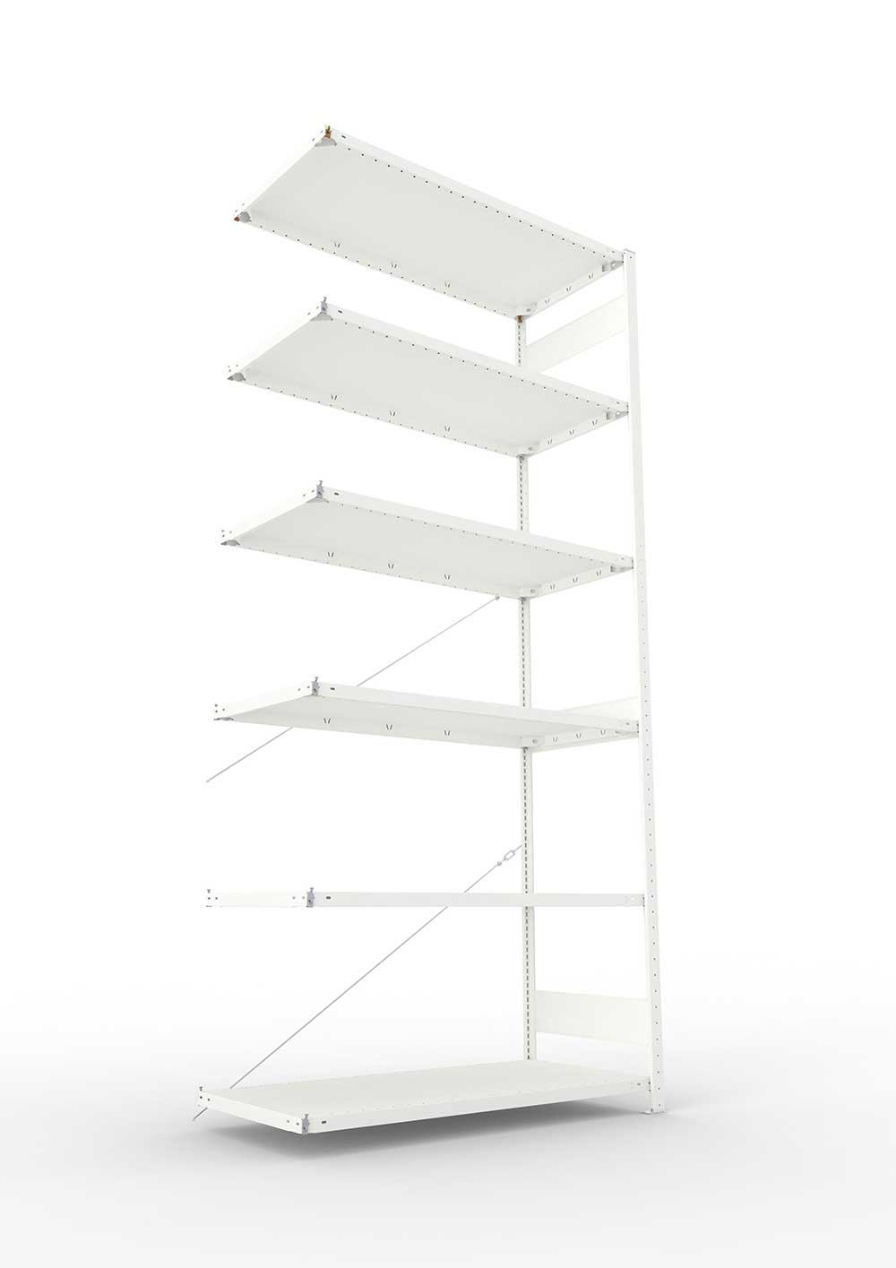 Metallregal Pro-Max Stecksystem Anbauregal – 300×130×60 cm, 230 kg, RAL 7035, 6 Böden