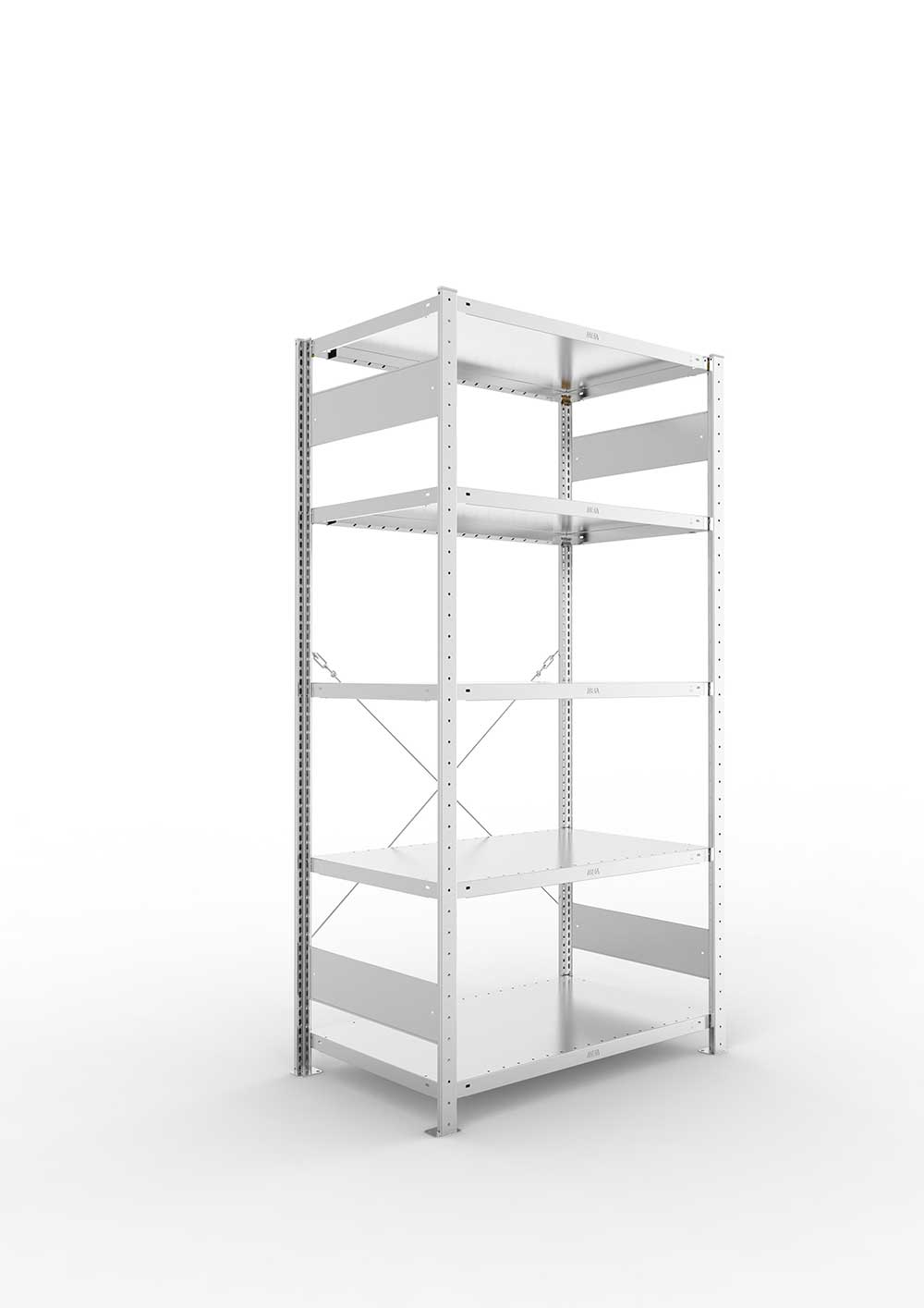 Metallregal Pro-Max Stecksystem Grundregal – 200×100×60 cm, 230 kg, verzinkt, 5 Böden