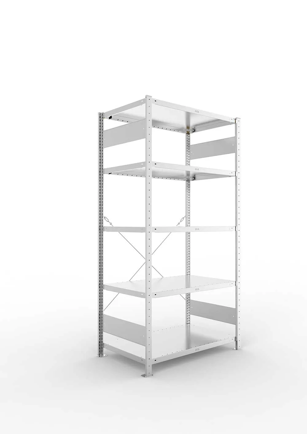 Metallregal Pro-Max Stecksystem Grundregal – 200×100×60 cm, 230 kg, verzinkt, 5 Böden