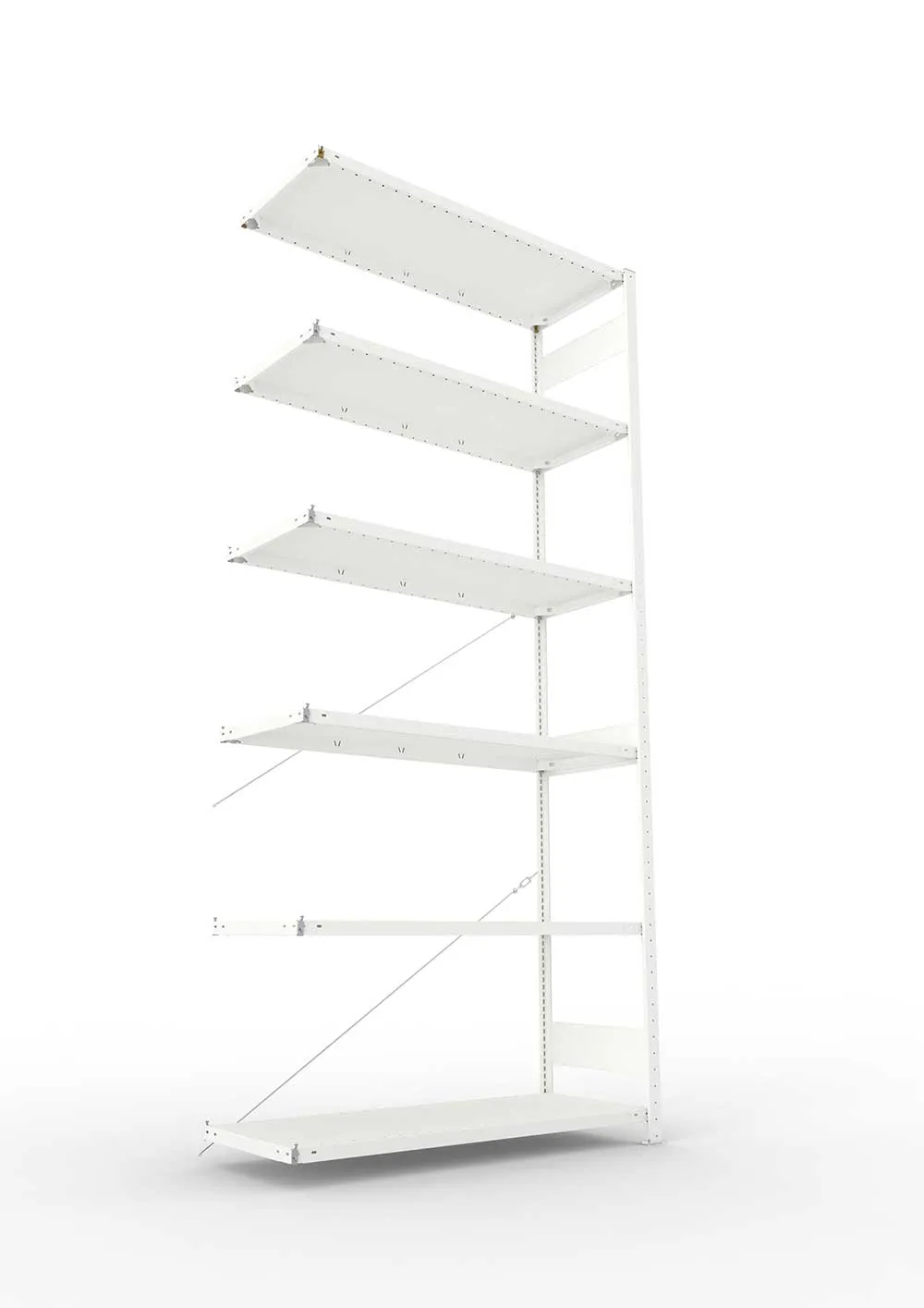 Metallregal Pro-Max Stecksystem Anbauregal – 300×130×50 cm, 230 kg, RAL 7035, 6 Böden