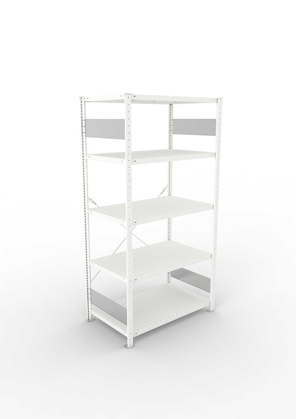 Metallregal Pro-Flex Stecksystem Grundregal – 200×100×60 cm, 150 kg, RAL 7035, 5 Böden
