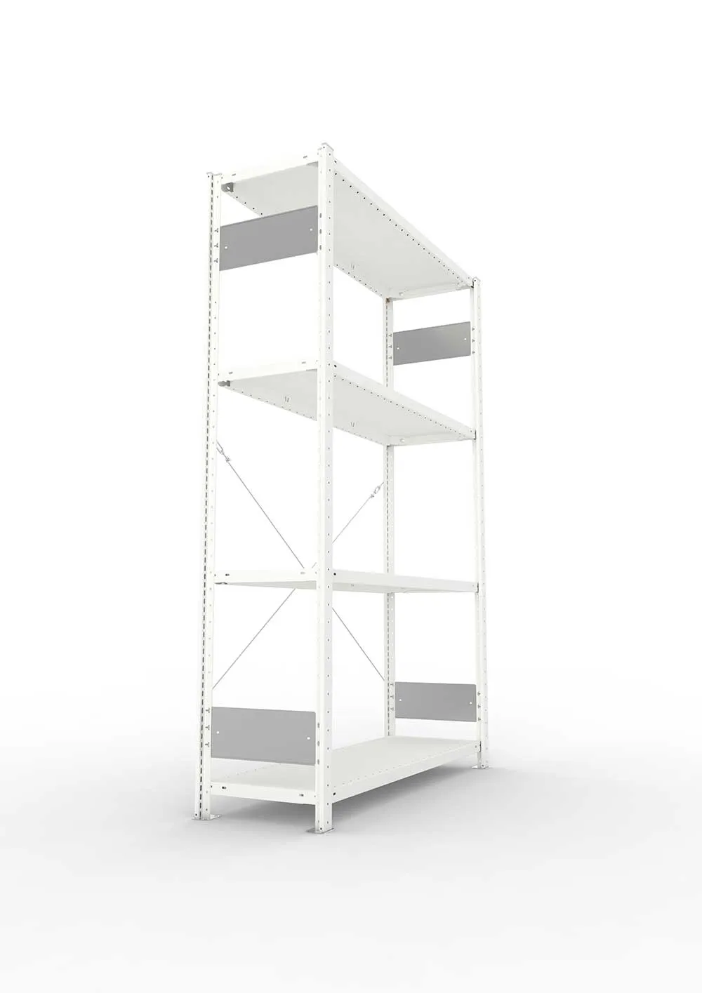 Metallregal Pro-Flex Stecksystem Grundregal – 200×130×40 cm, 230 kg, RAL 7035, 4 Böden