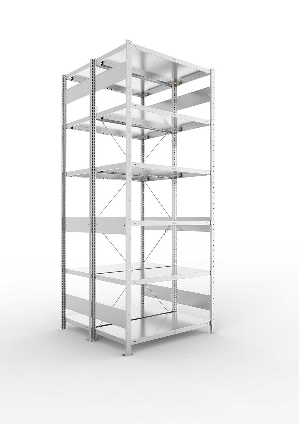 Metallregal Pro-Max Stecksystem Doppelgrundregal – 250×100×50 cm, 230 kg, verzinkt