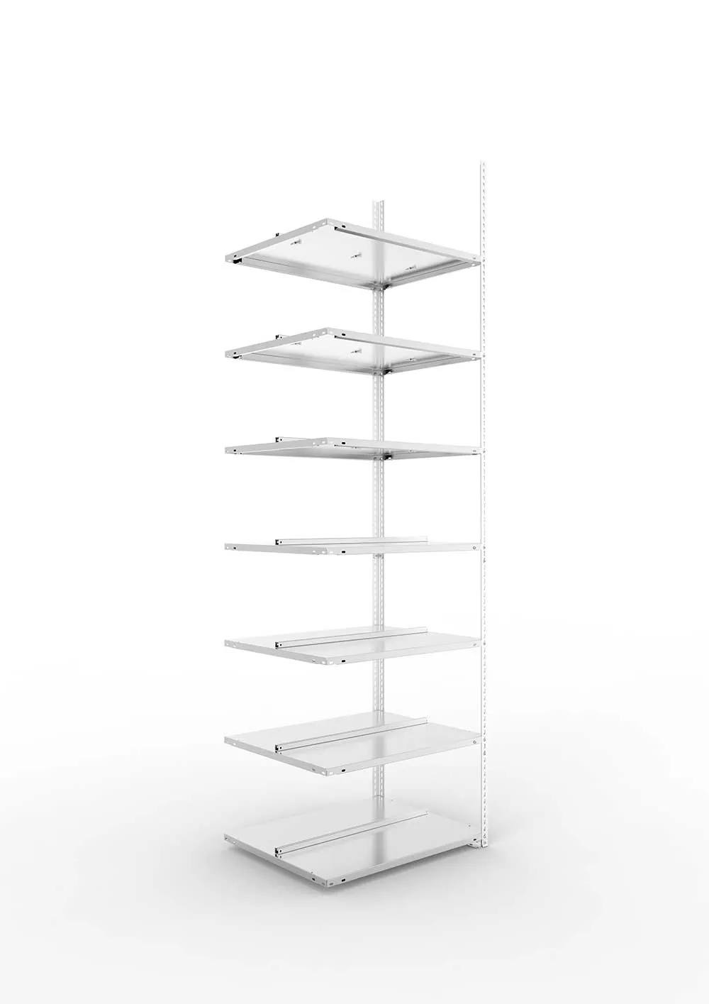 Büroregal Pro Schraubsystem Anbauregal – 250×75×60 cm, verzinkt, doppelseitig