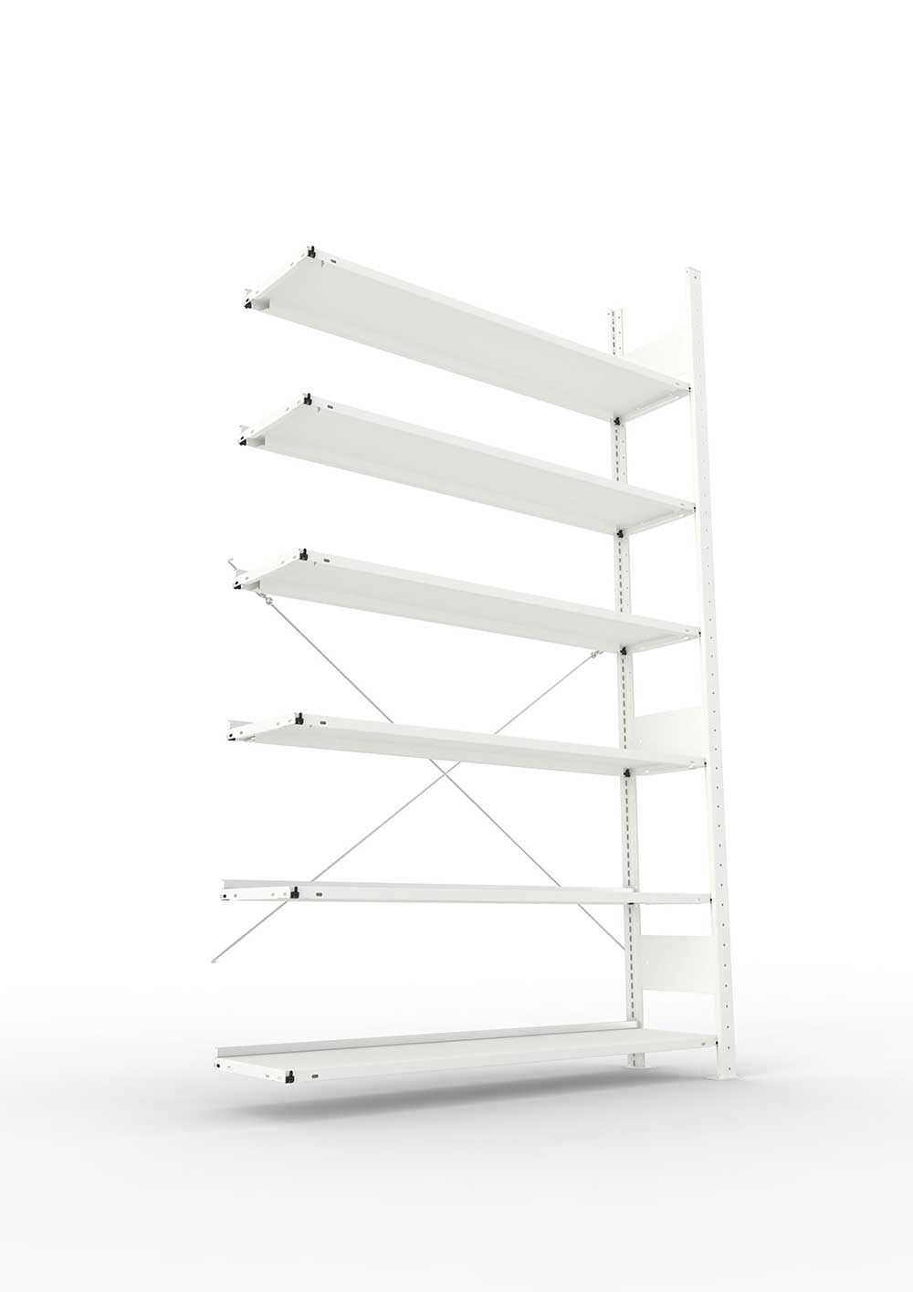 Büroregal Pro-Max Stecksystem Anbauregal – 220×125×30 cm, RAL 7035, einseitig
