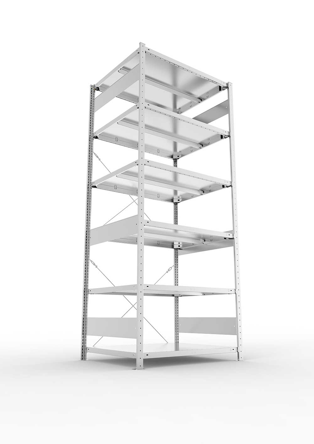Metallregal Pro-Max Stecksystem Grundregal – 250×100×80 cm, 330 kg, verzinkt, 6 Böden