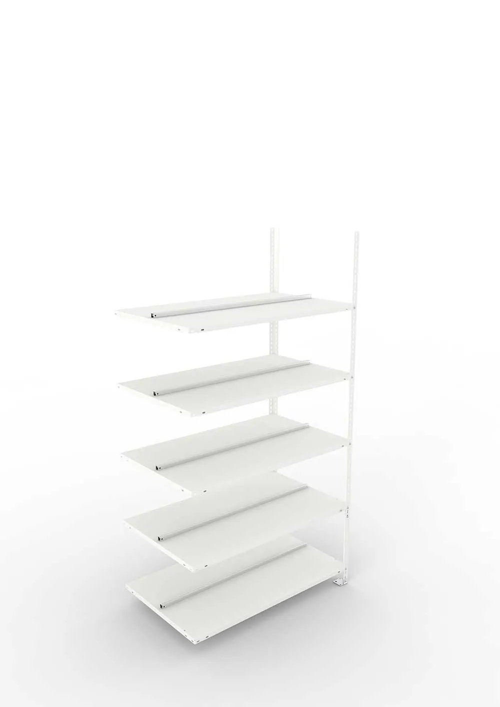 Büroregal Pro Schraubsystem Anbauregal – 185×100×60 cm, RAL 7035, doppelseitig