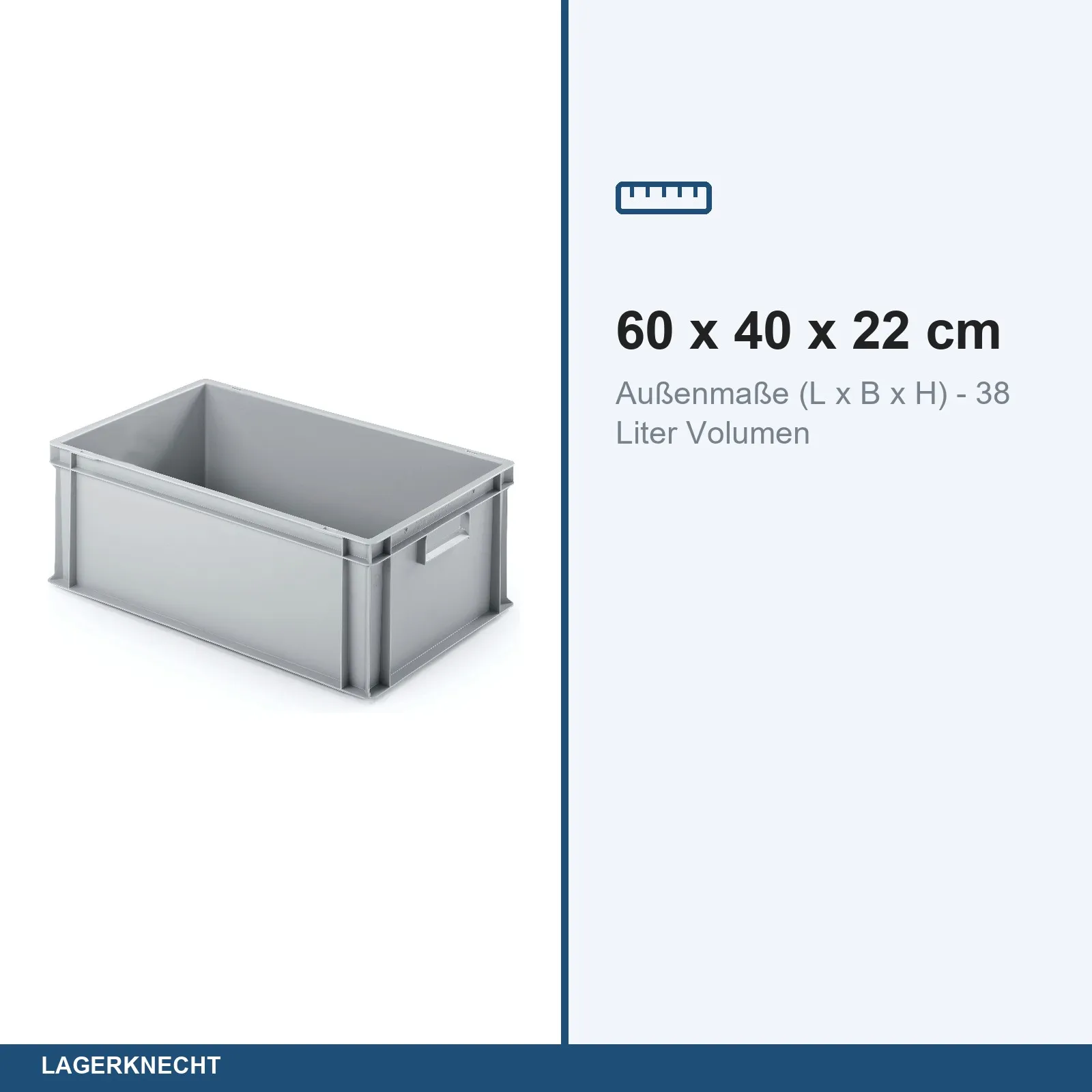 Eurobox 60x40x22 cm mit Scharnierdeckel, UNISTA