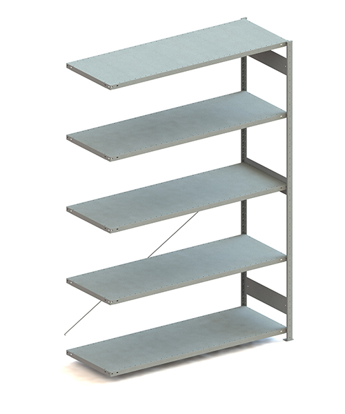 Metallregal Pro-Max Stecksystem Anbauregal – 250×170×60 cm, 200 kg, verzinkt, 5 Böden