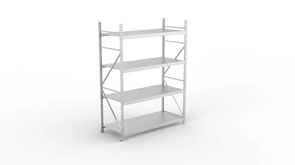 Weitspannregal  Grundregal 2500 mm mm x 1800 mm x 800 mm verzinkt komplett mit Stahlpaneele mit 4 Böden Weitspannregal  Lagerknecht