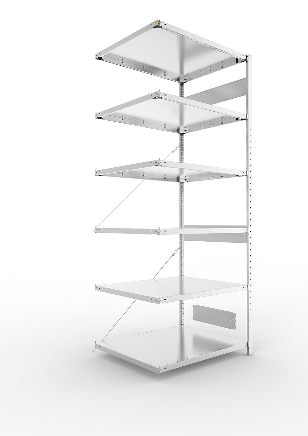 Metallregal Pro-Flex Stecksystem Anbauregal – 250×100×80 cm, 230 kg, verzinkt, 6 Böden