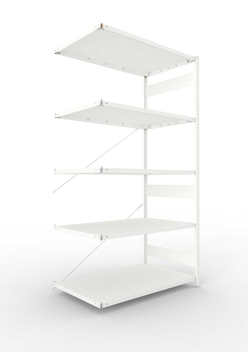 Metallregal Pro-Max Stecksystem Anbauregal – 250×130×80 cm, 230 kg, RAL 7035, 5 Böden