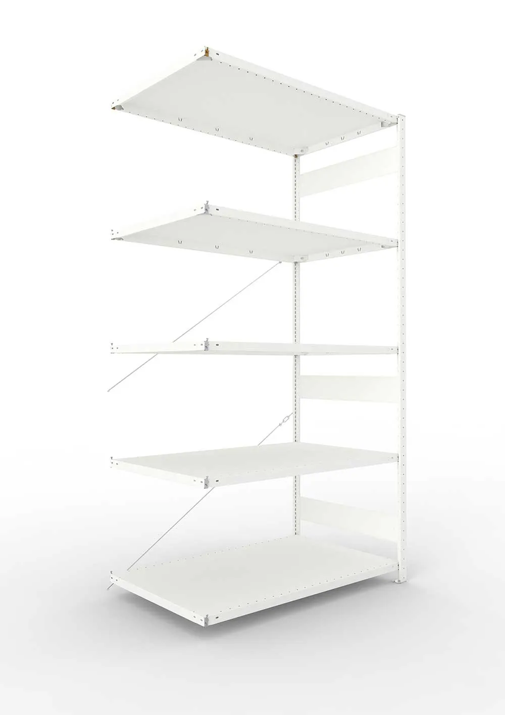 Metallregal Pro-Max Stecksystem Anbauregal – 250×130×80 cm, 230 kg, RAL 7035, 5 Böden