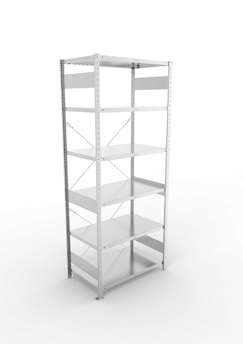 Metallregal Pro-Max Stecksystem Grundregal – 250×100×60 cm, 230 kg, verzinkt, 6 Böden