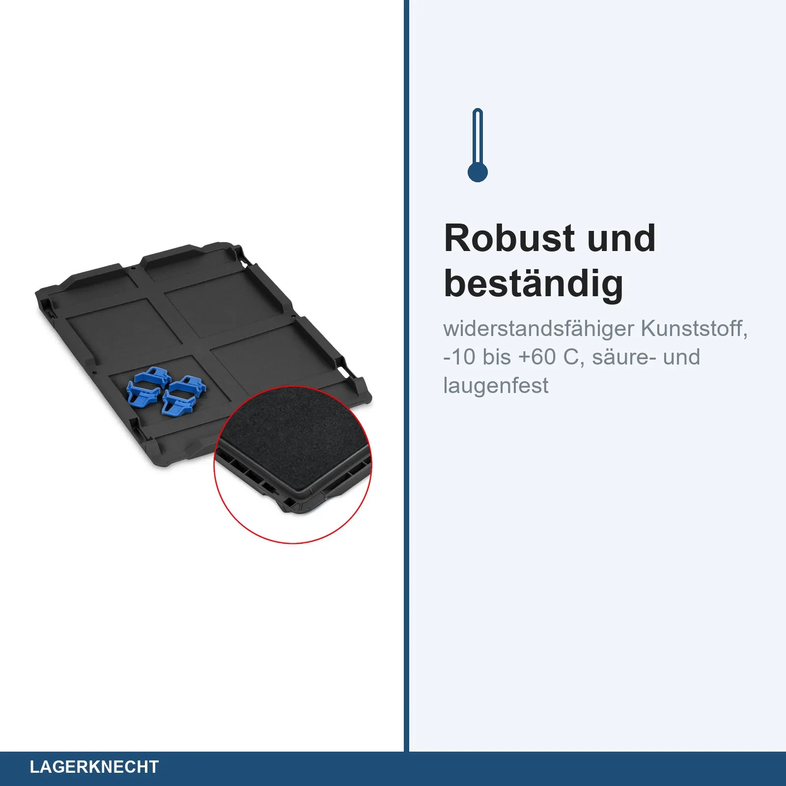 Auflagedeckel Set 400 x 300 für Eurobox NextGen 2.0 Cycle - Anthrazit - mit Schaumstoff - inkl. 4 blaue Schiebeschnappverschlüsse